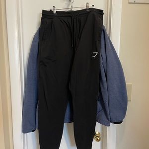Bundle Gymshark XL black pants and XXL Tall Flex blue hoodie sweatshirt.